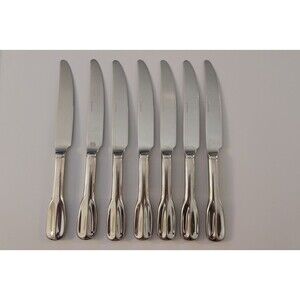 7 Hoffritz Wyndham Stainless Steel Fiddle Shape French Hollow Knives 9 1/4"